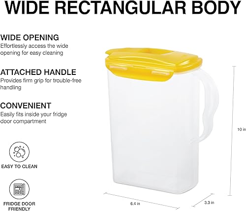 Miniatura 3 de LocknLock Aqua - Jarra de agua para puerta de refrigerador con asa, jarra de plástico sin BPA con tapa abatible, perfecta para hacer tés y jugos, 3