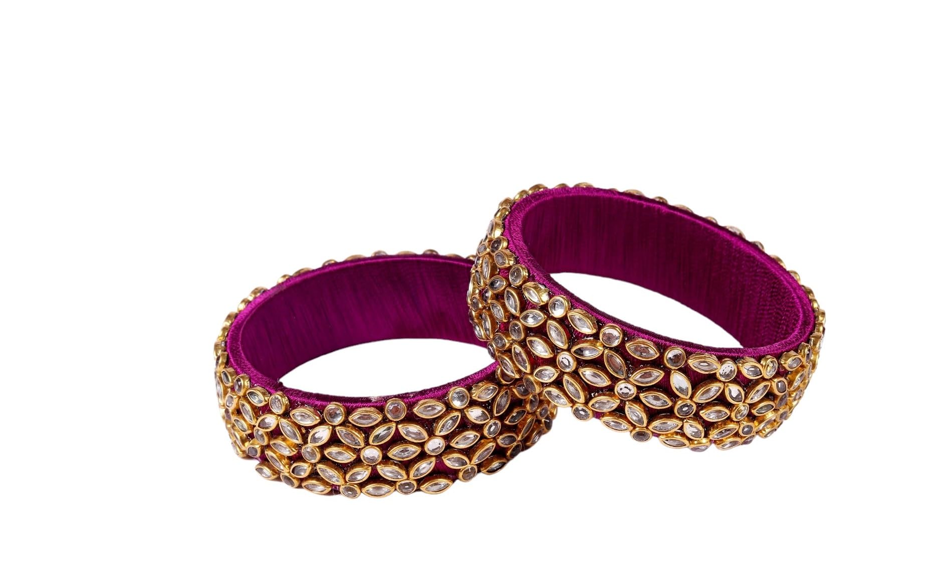 Saumakshi Designs Silk Thread Bangle Kada for Women (Wine) (2.8) (B0CVN86JC2) Amazon Price History, Amazon Price Tracker