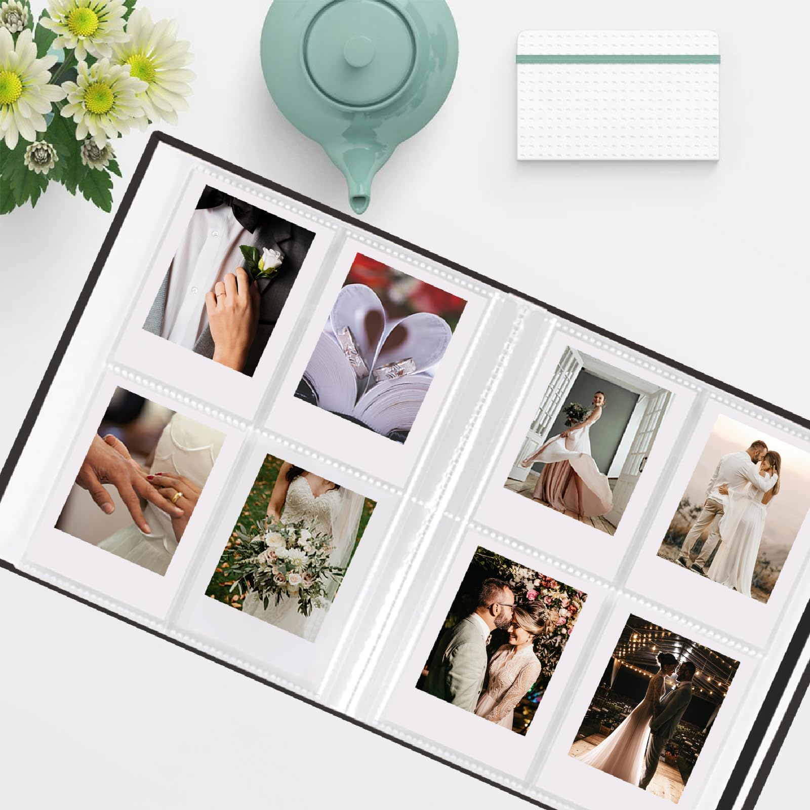 Mini Polaroid Album na zdjęcia, 208 zdjęć, 6 x 7 cm, książka z obrazkami do aparatu Fujifilm Instax, lniana twarda okładka, polaroid książka na zdjęcia, podróże, rodziny, rocznice, wakacje, czarny, 1