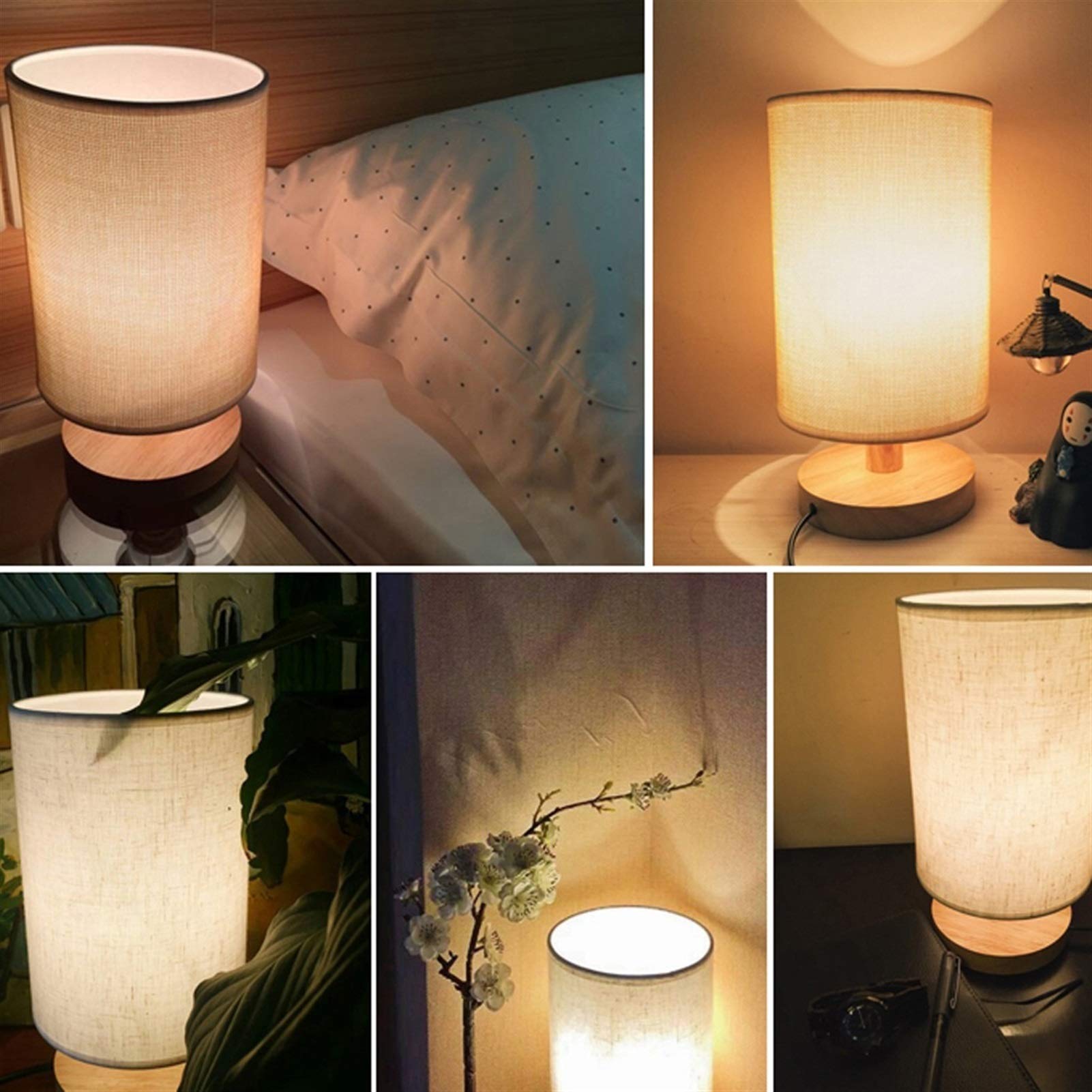 Lampa stołowa Małe lampy nocne Lekkie małe lampy nocne dla dzieci sypialnie chłopców Drewno dom wiejski czytanie lampa z cieniem Lampa stołowa LED