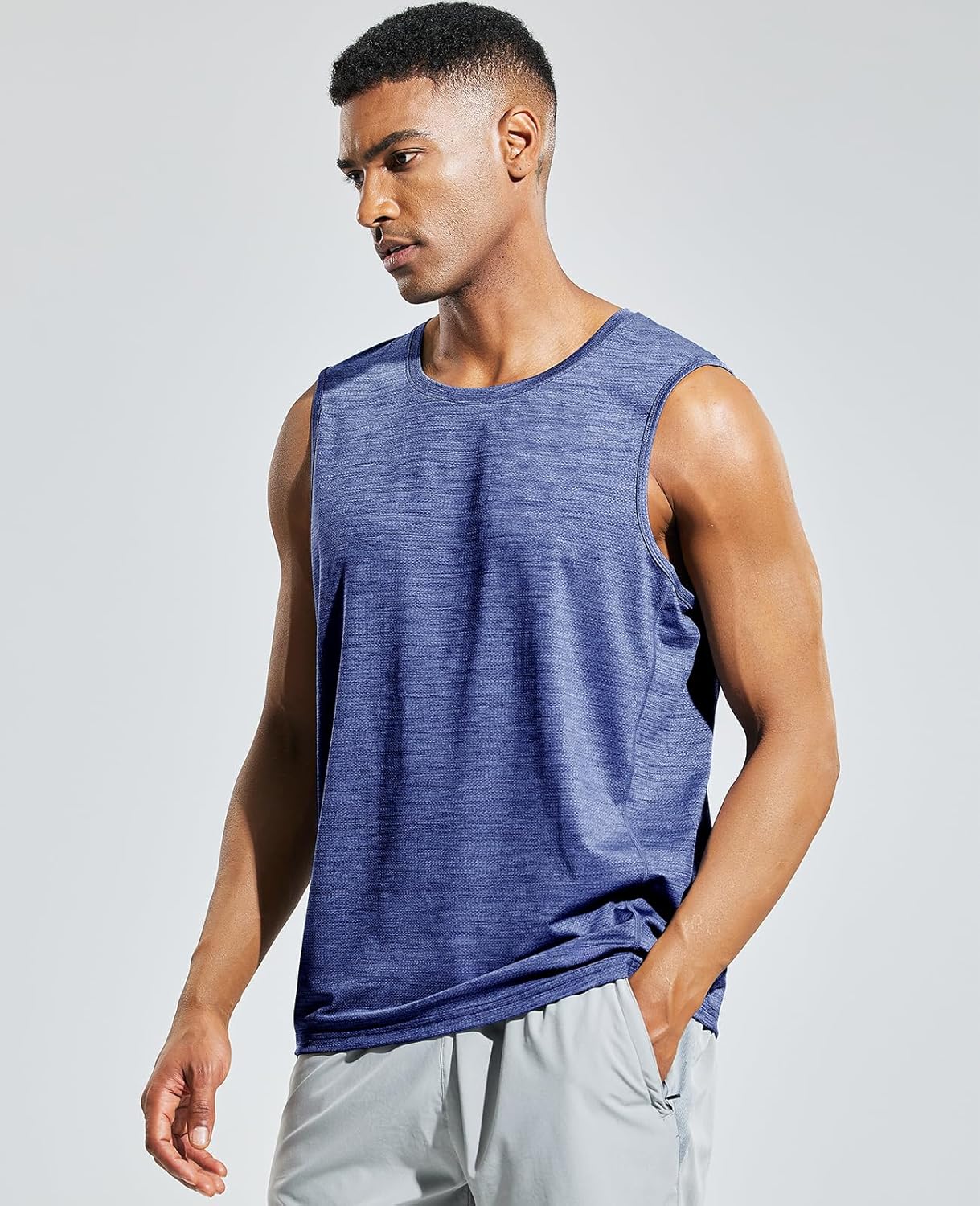 MIER Men’s Sleeveless Tank Top Dry Fit Workout Muscle Tee Shirt for Running Athletic Gym Sports Training, Moisture Wicking - Image 4