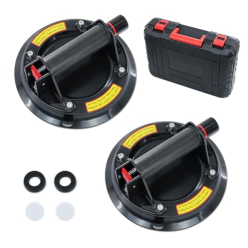 Paquete de 2 ventosas de 8 pulgadas para vidrio resistente, ventosas al vacío para levantar vidrio grande, elevador de ventosas industriales para