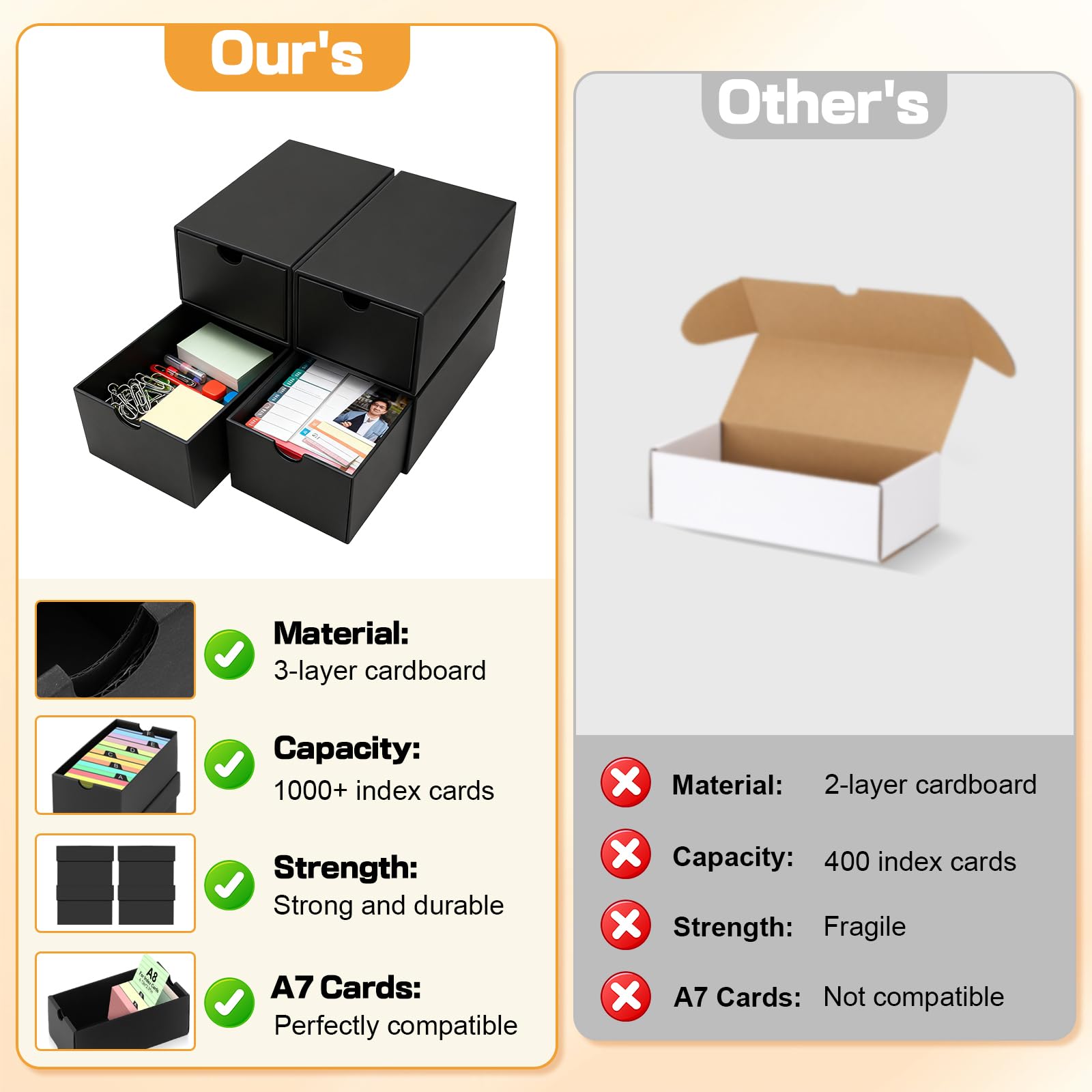 HIMOMO 8 pièces Boîtes à Fiches pour cartes A7, Boîte de cartes indexes 22,5 x 11,5 x 4,5 cm