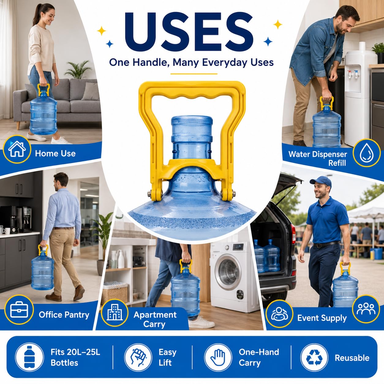 Kitchen Clean® Water Can Carry Handle | Hiqh Quality Water Dispenser Can Carry Tool | DIY Easy Lift Tool | 20L Bottle Lifter | Mineral Water Bottle Holder (Pack of 1)