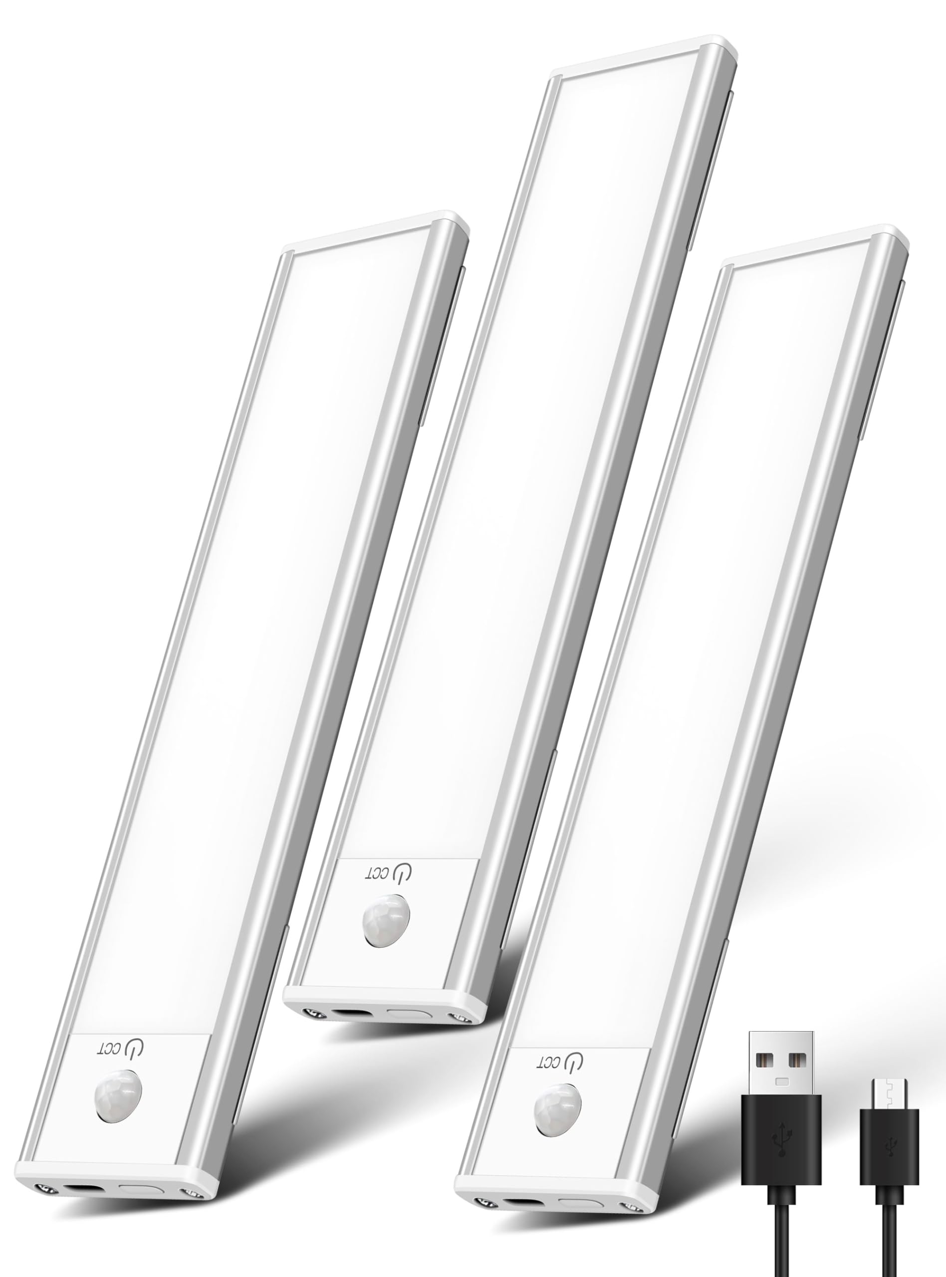 Motion Sensor Closet Lights, HOKOILN 10 LED Motion Sensor Lights, Stick-on Anywhere Battery Operated Night Light Bar, Safe Lights for Closet Cabinet Wardrobe Stairs, 3 Pack (with Batteries)