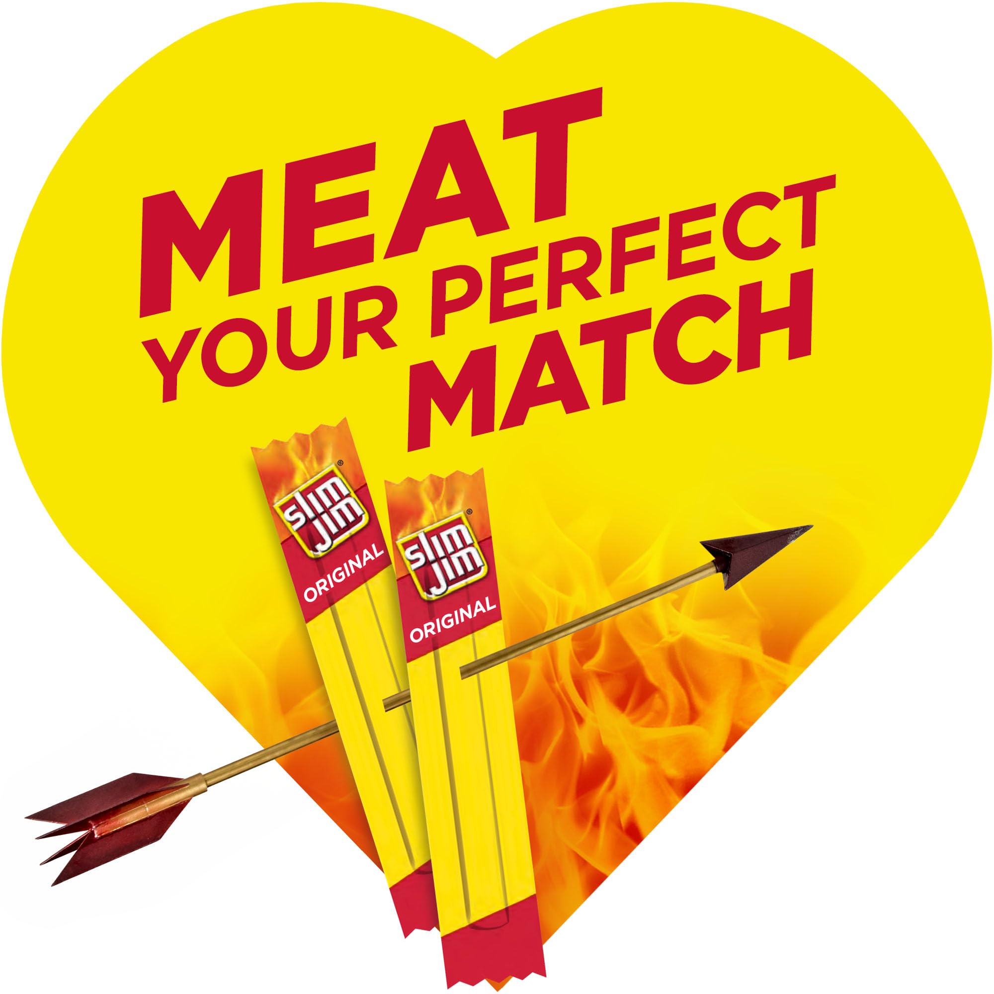 Slim Jim Smoked Meat Sticks, Original, Gifts for Him, Valentine's Day Heart Gift Box, 6g Protein Per Serving, .28oz (8 Sticks Per Box)