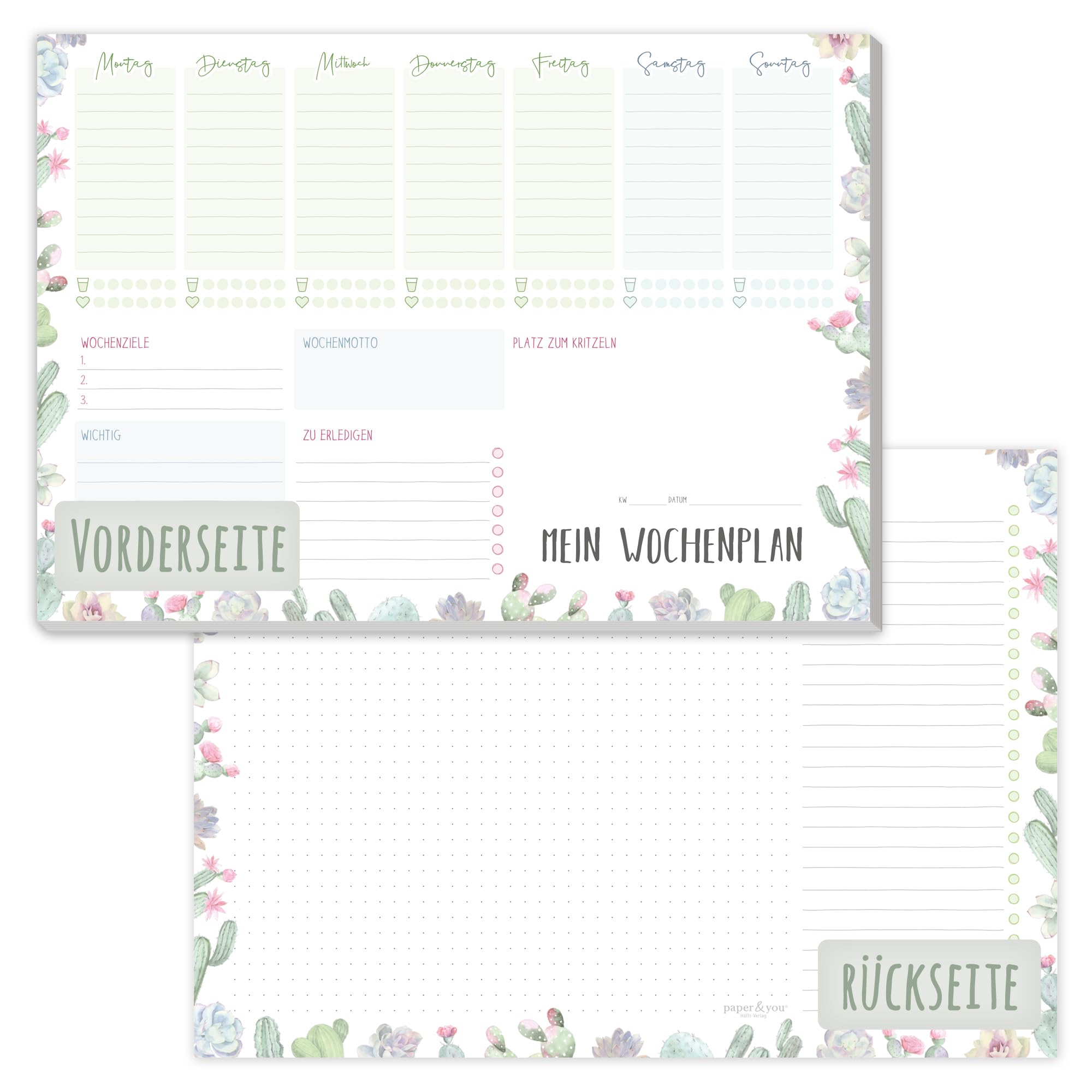 Planner Settimanale Da Tavolo A4 - 52 Fogli Per Organizzazione Ufficio