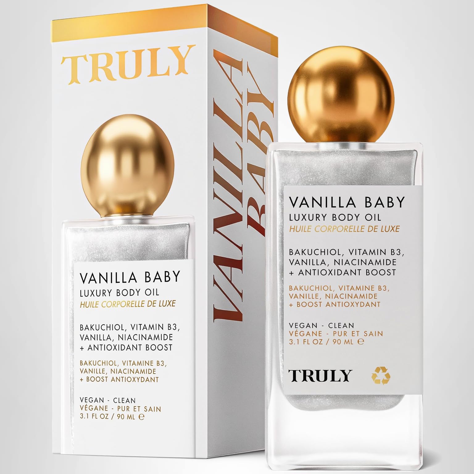 Truly Luxury Body Oil | Hydrating & Illuminating with Natural Shimmer | For Smooth, Glowing Skin and Long-Lasting Fragrance: Vanilla Baby