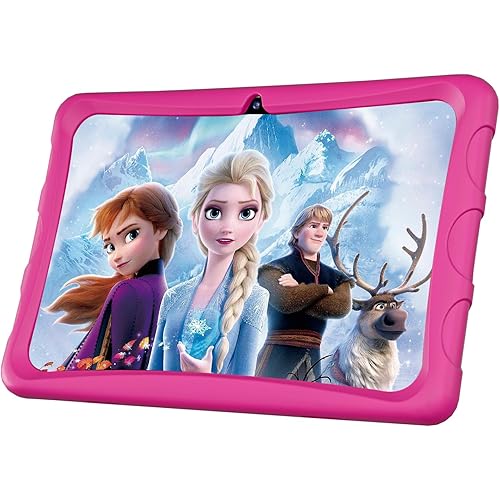 Android Tablet, 10 inch Tablet for Kids with Case, 6(2+4) + 64GB ROM 512GB Expand, Quad-Core Processor, 1280x800 IPS Screen, GPS, WiFi, Dual Camera, Bluetooth, 6000mAh (Pink Case)