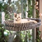 CHEERPALS Cat Window Perch for Indoor Cats Hammock for Window with Reversible Cushion, Foldable Cat Window Bed for Large Cats and Kittens(White,Large)