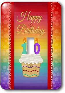 3dRose lsp_244851_1 Cupcake with Number Candles, 100 Years Old Birthday Toggle Switch, Mixed
