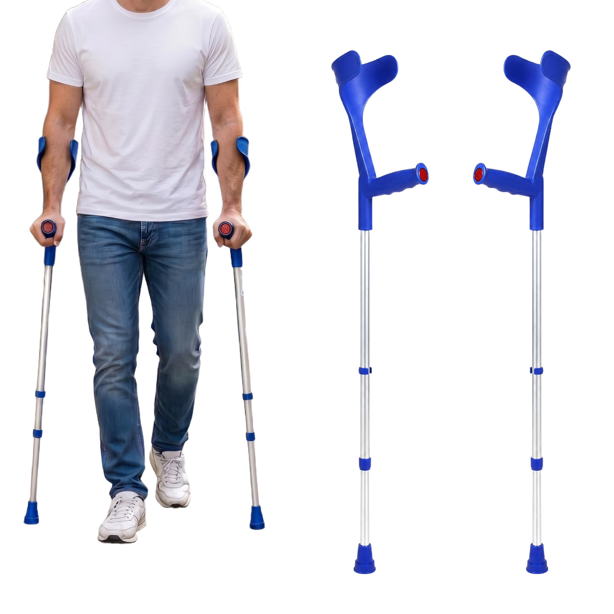 PEPE Mobility - Béquilles Médicales Adulte, Cannes Anglaises, Canadiennes, 2 Unités Bleu