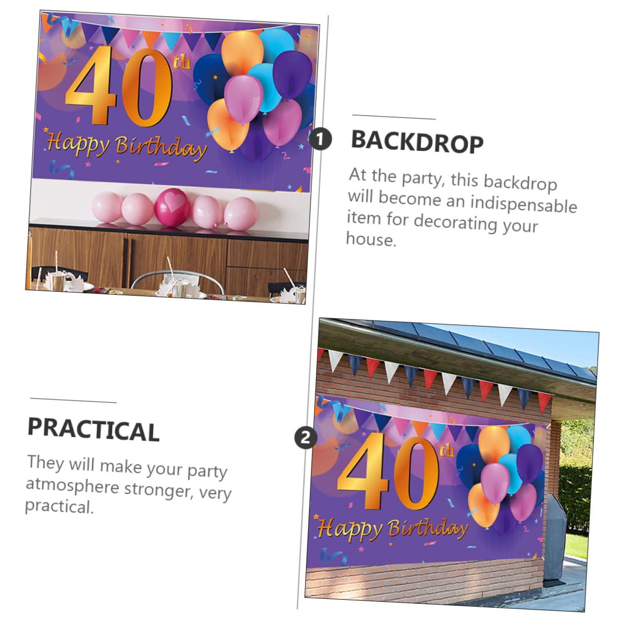 DOITOOL 2 Pezzi Di Compleanno Banner Finiture In Oro Ciondolo In Oro Compleanno Stand Prop Festa Di Compleanno Decorazioni In Oro 40Esimo Compleanno Stamina Banner Pendenti