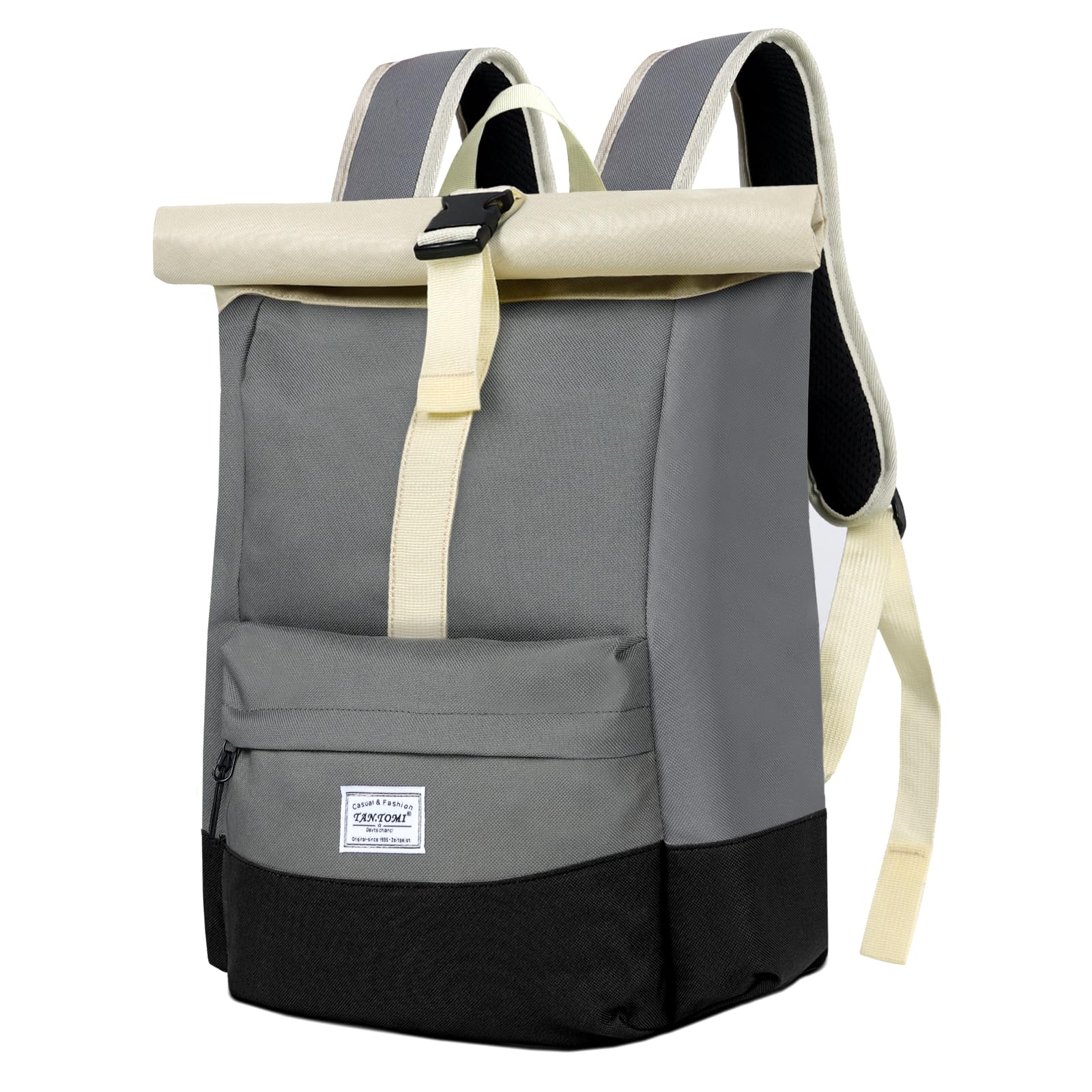 CALIYO Rolltop Rucksack Damen Groß, Laptop Rucksack Wasserdichter Backpack Schultasche mit Laptopfach Schule Studium Reisen