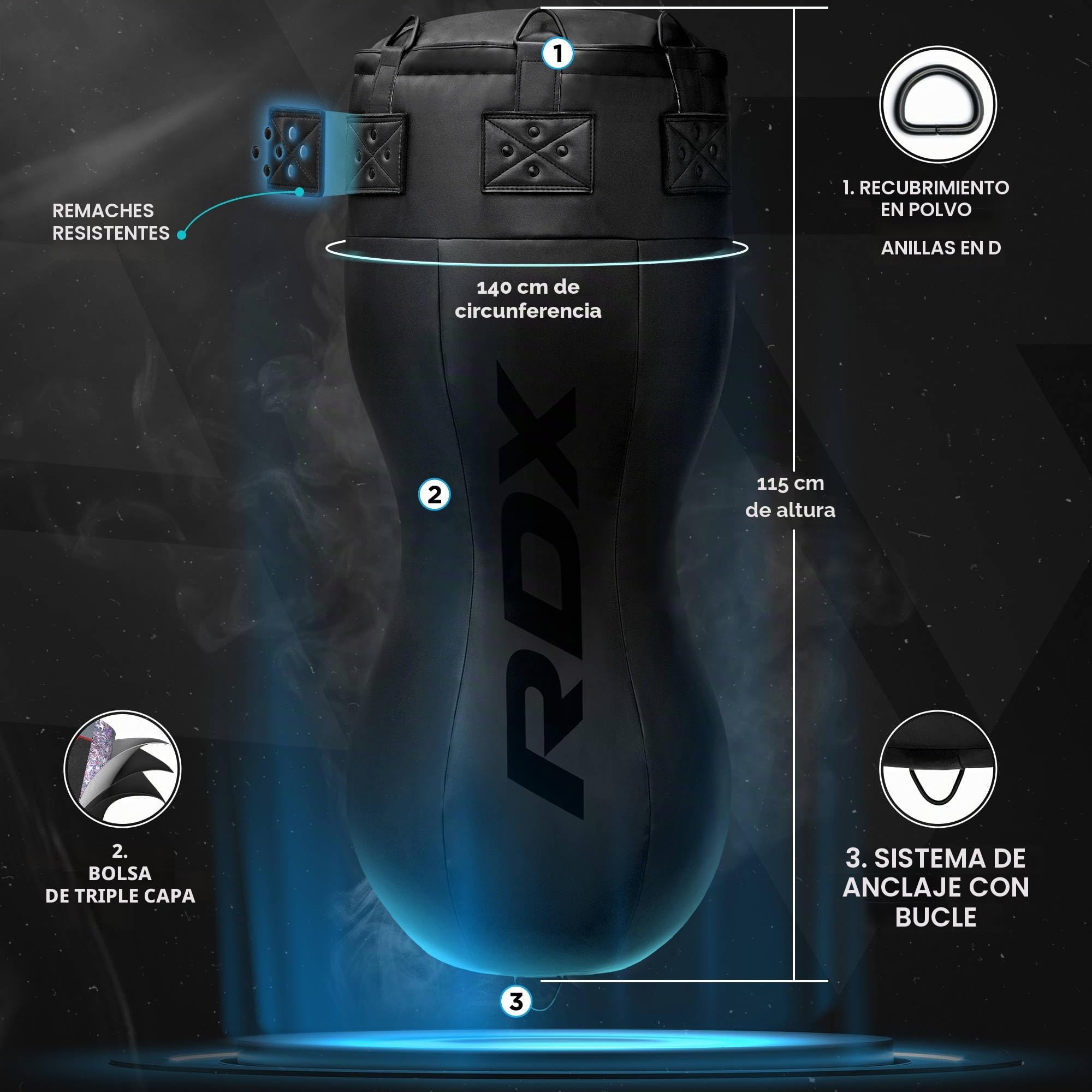 RDX 4FT Uppercut Body Saco de Boxeo, Cuero Maya Hide Punching Bag Set con Guantes, Punching Bag Lleno y sin llenar, Bolsa Punch Pesada para Artes Marciales Muay Thai Kick Boxing, Hogar Gimnasio