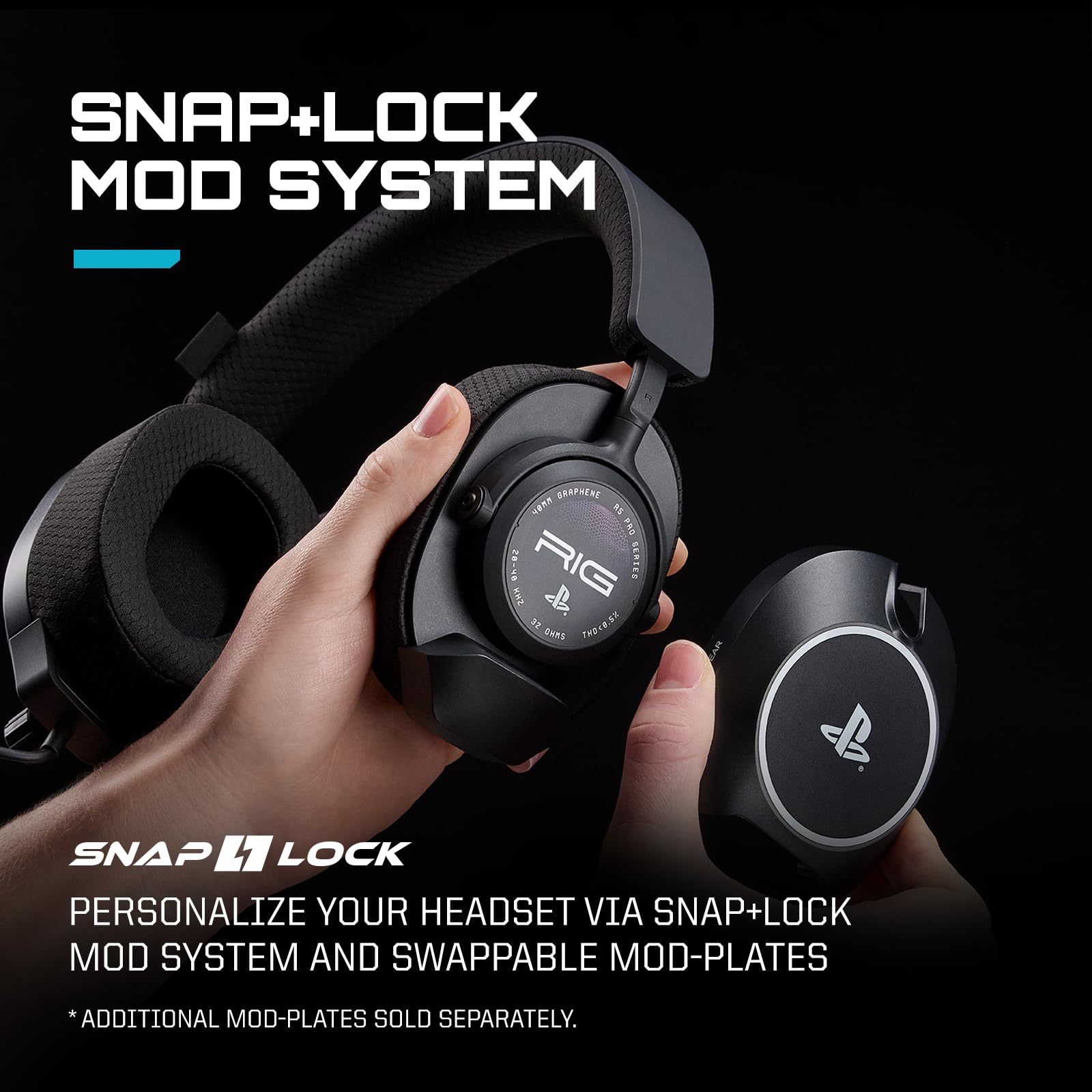 RIG R5 Pro HS - Auriculares competitivos con Cable para Juegos con Controladores de grafeno con Licencia Oficial para PlayStation, Color Negro