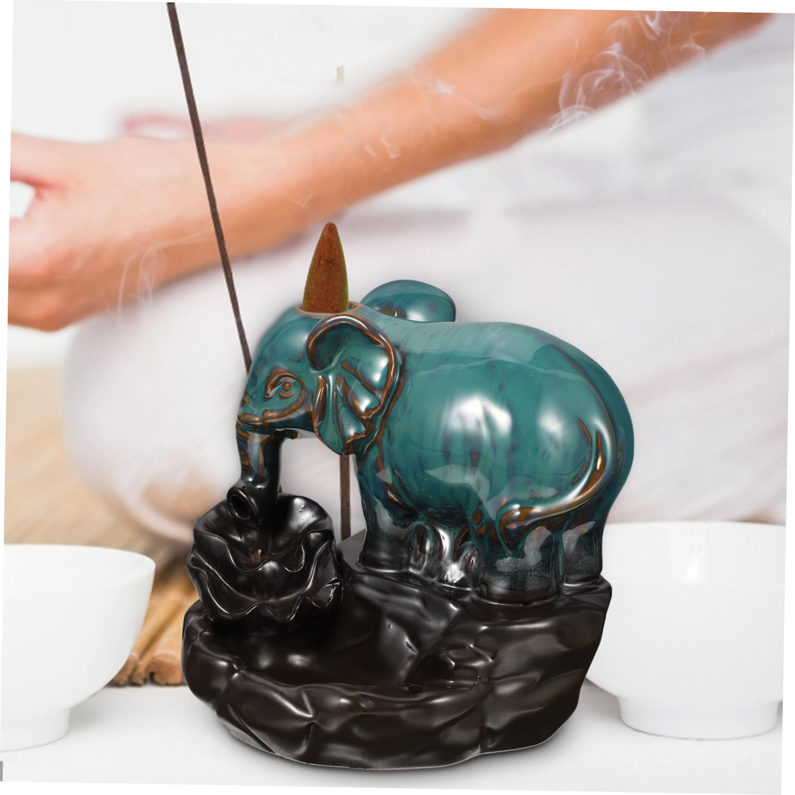 Hemobllo 1satz Räuchergefäß Aus Porzellan Elefantenform Rückfluss-räucherkegel Halter Für Meditation Und Aromatherapie Für Entspannung Und Luftreinigung