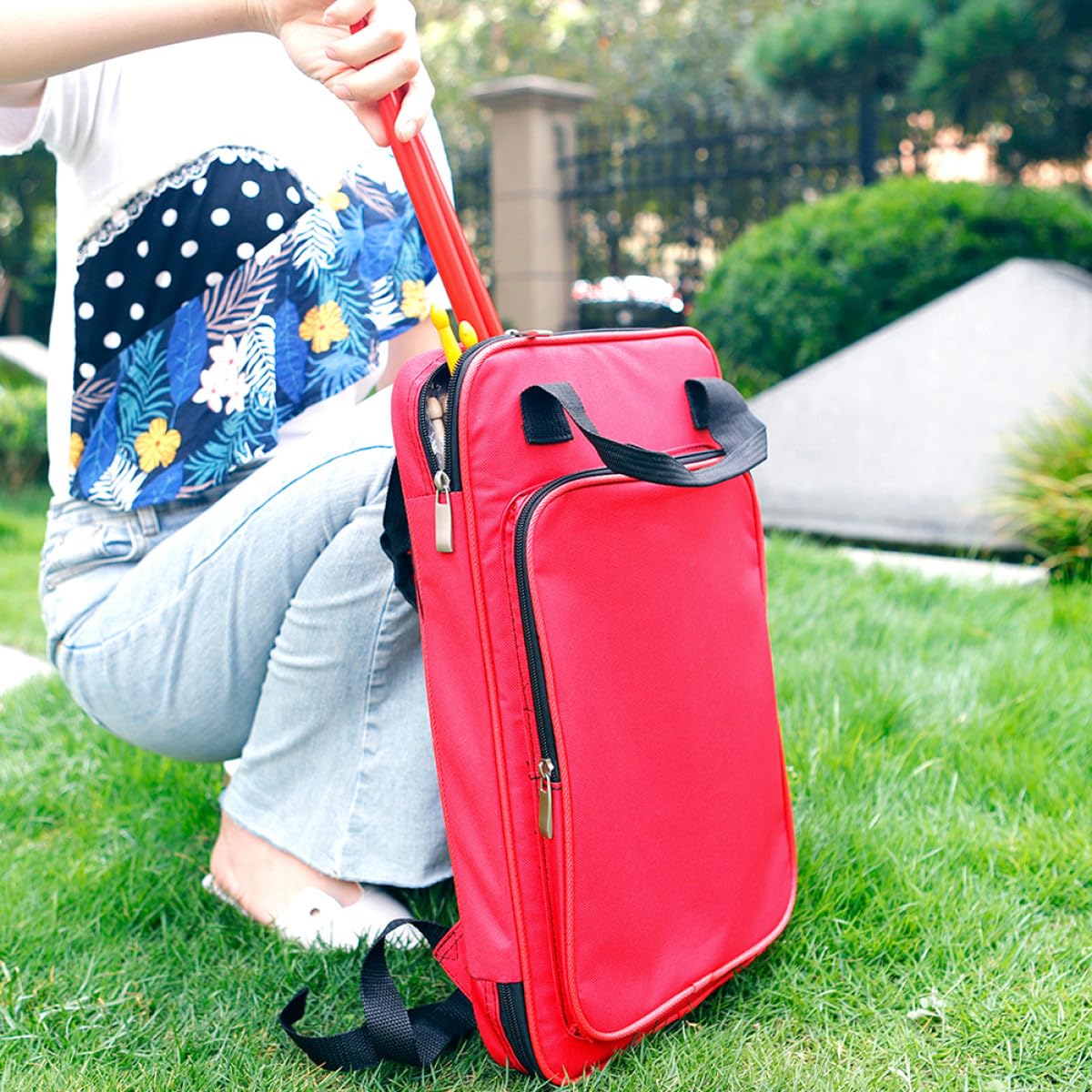 Bolsa para Baquetas de Batería Roja, de Algodón, Fácil de Transportar, Diseño Acolchado para Uso en Salas de Práctica y Escenarios