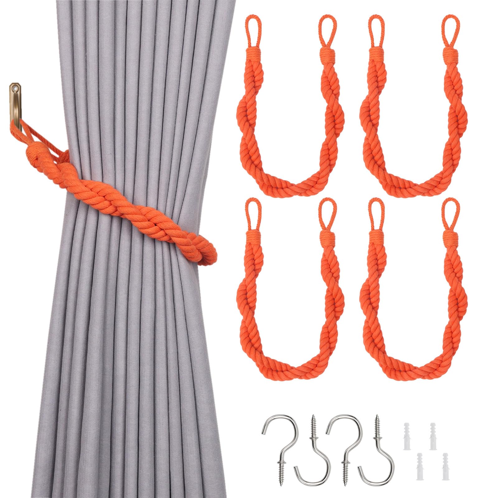 Pretty Jolly Boho Cotton‑Rope Tiebacks, Hand‑Woven Double‑Rope — image 1