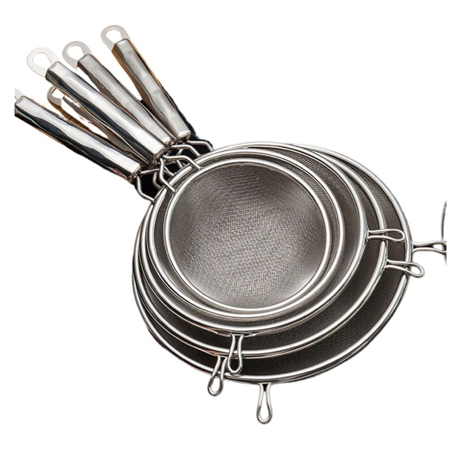 Küchensieb 1 stücke Edelstahl Feine Mesh Sieb Löffel Mit Haken Hot Pot Soja Saft Mehl Scoop(15cm B Style)
