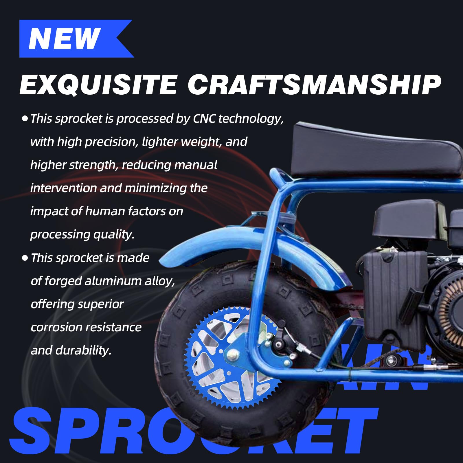 Pignone per catena 60T 420, 40 mm, ruota posteriore CNC per CT200U CT200U-EX BT200X Baja Warrior Predator 212cc 196cc Go Kart Trail 200 MB165 MB200 mini bike blu
