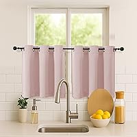 Vista 280 de Simplebrand Juego de 2 paneles de cenefa aguamarina para ventana de cocina de 14 pulgadas de largo, cortinas de oscurecimiento de habitación