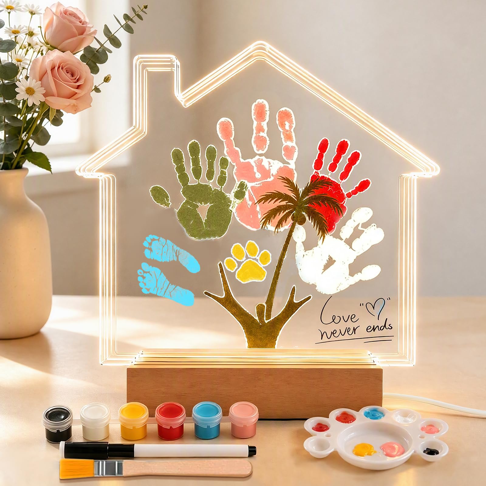 Set di impronte di mani con luce notturna a LED, set con 5 piastre in