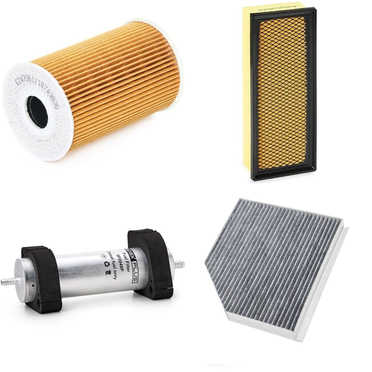 Kit Filtri per Tagliando Auto, Set di 4 Pezzi, Filtro Aria, Olio, Carburante e Abitacolo per Audi A4 A5 B8 2.0 TDI
