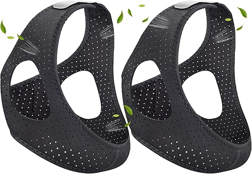 Paquete de 2 correas antironquidos para la barbilla, solución Dizywiee para ronquidos, correa eficaz contra ronquidos, ajustable y transpirable,