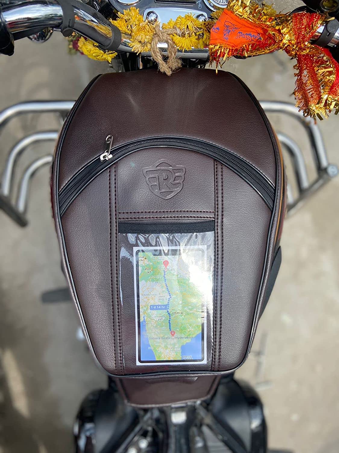 Sahara Seats Compatible with Classic 350/500/Bullet/Electra/Standard Mobile Pockets Tank Cover/Tank Bag (Brown)-image-26