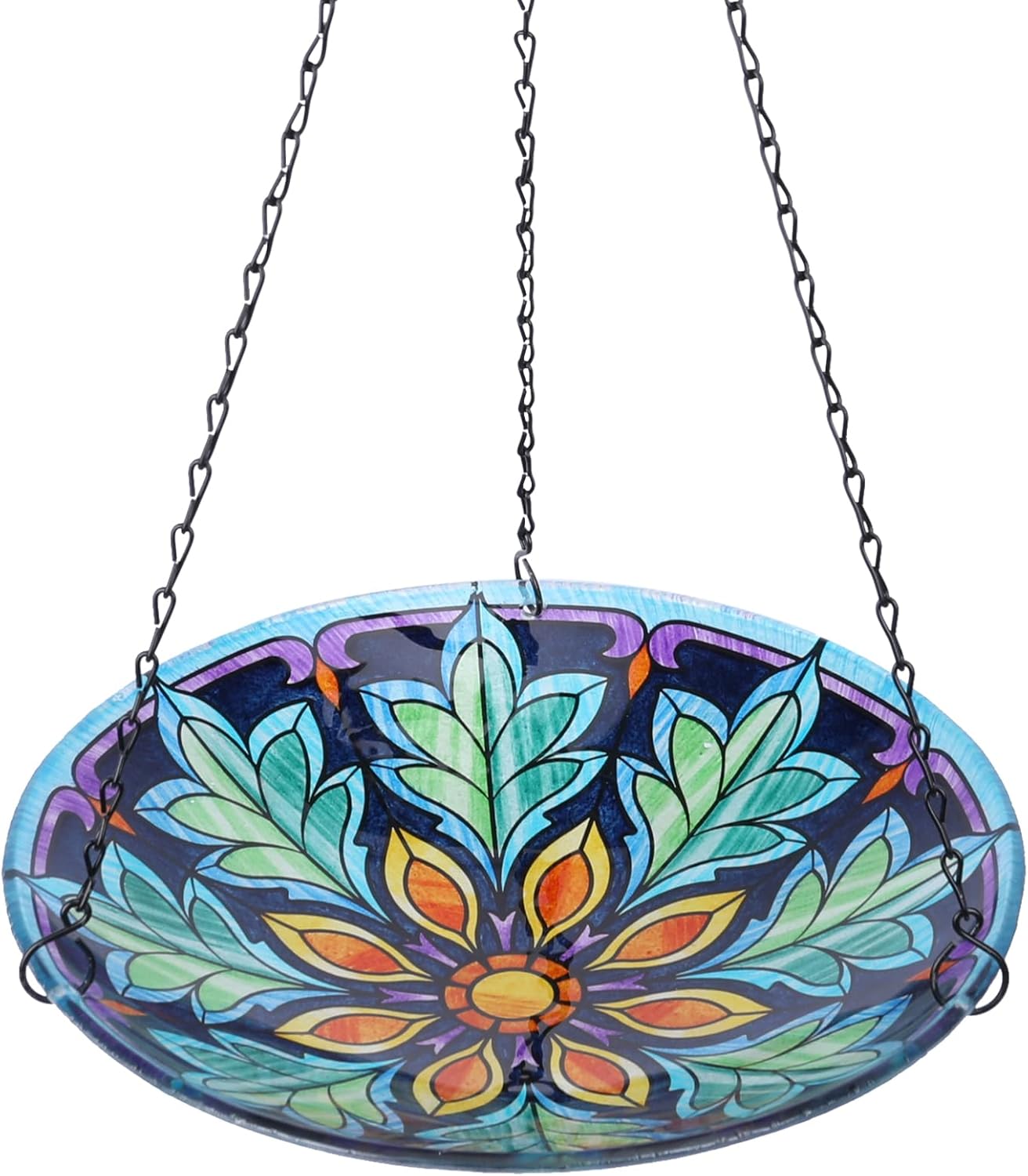 MUMTOP Hanging Bird Bath - Bird Baths for Outdoors, 11 Inch Glass Bird Bath Bowl Outdoor Bird Feeders for Garden Yard and Patio Decor