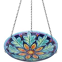 MUMTOP Hanging Bird Bath - Bird Baths for Outdoors, 11 Inch Glass Bird Bath Bowl Outdoor Bird Feeders for Garden Yard and Patio Decor