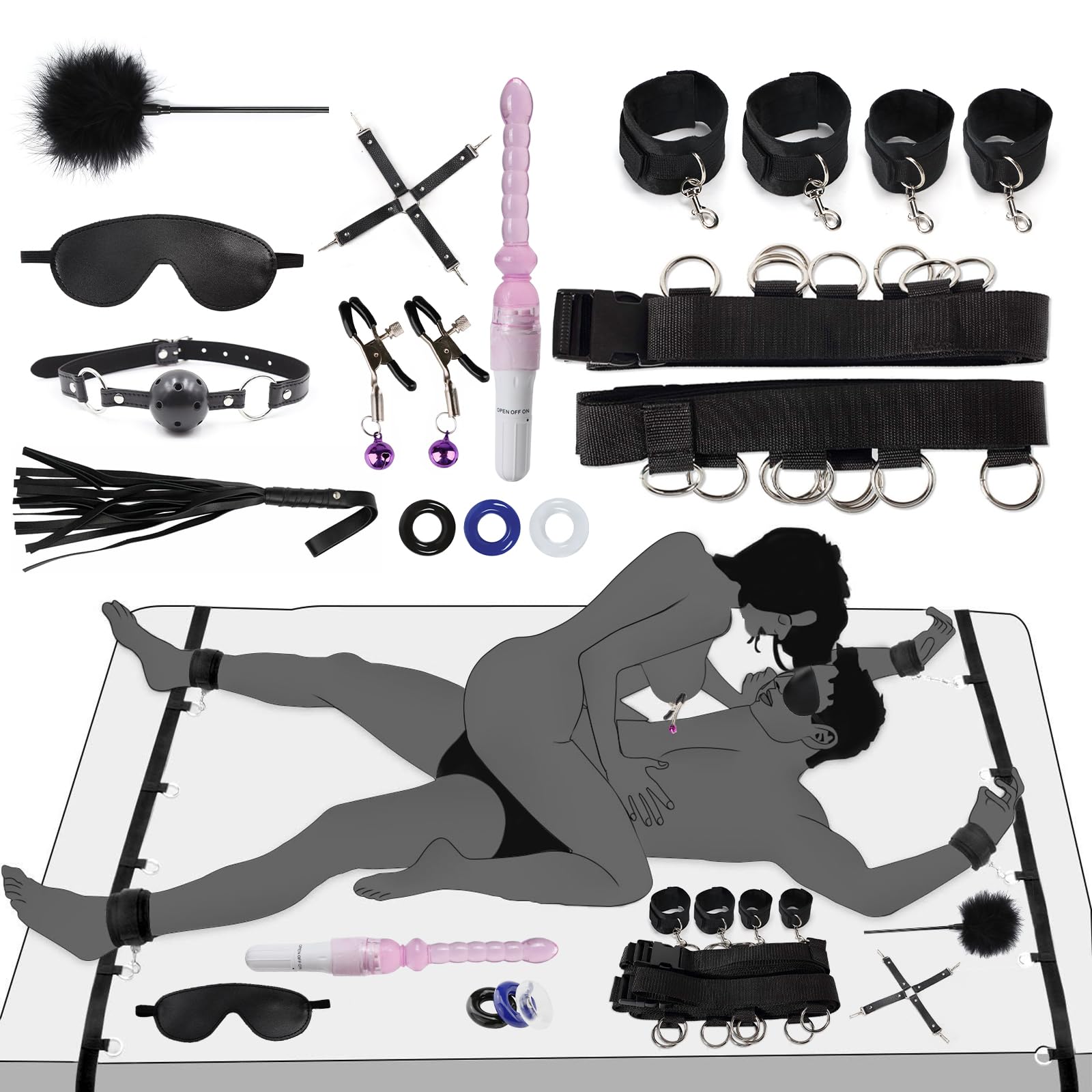 MEYDLL Bondage Set Fesseln Sex Set BDSM Set Sexspielzeuge mit Handschellen  Augenmaske Vibrator Penisringe Bondageset Fessel Set Erotik Sexspielzeug  fr Frauen Mnner Paare (Schwarz-14 Stck) : Amazon.de: Drogerie &  Krperpflege