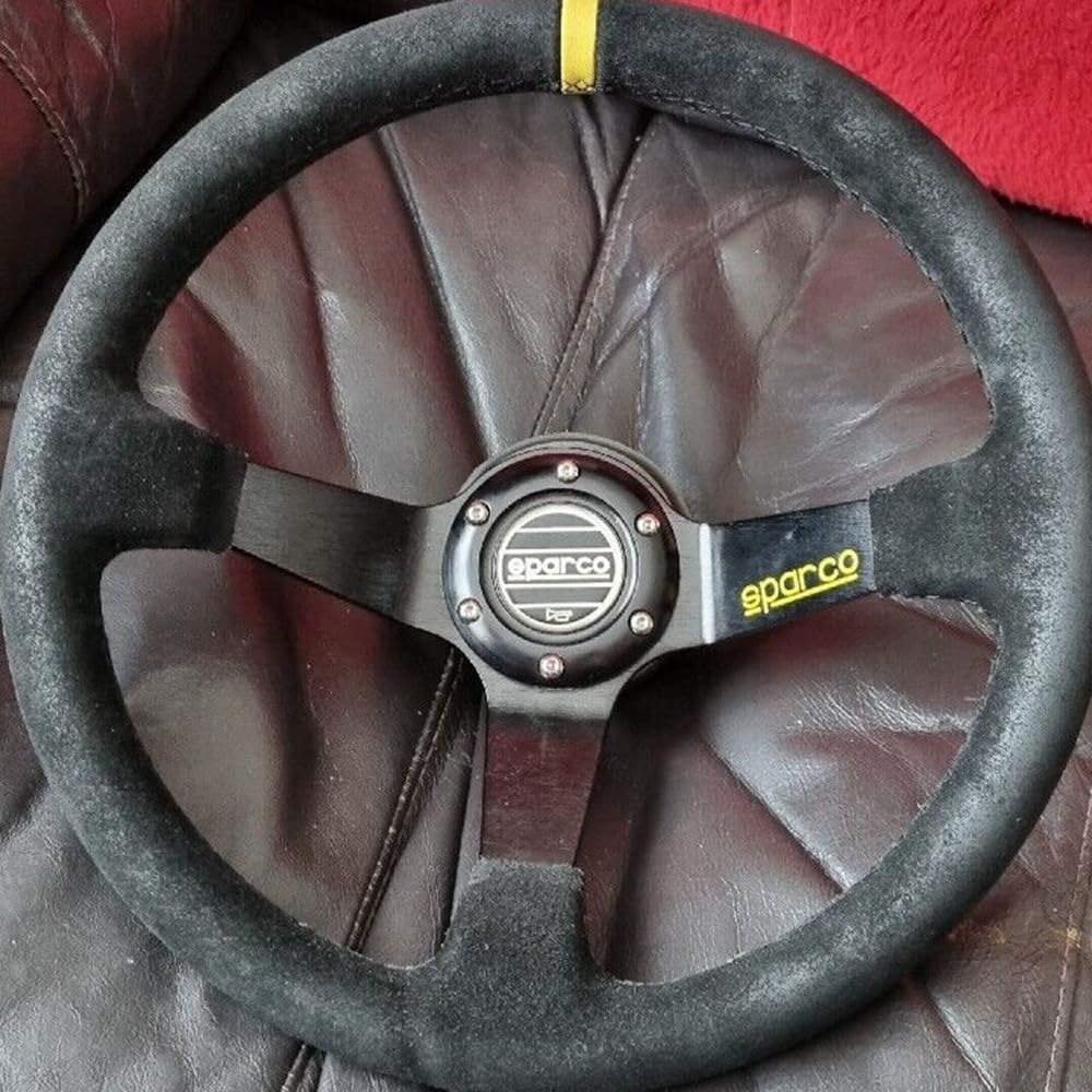 Volanti Auto Volante da corsa universale in pelle scamosciata for auto(White Letter)