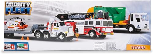 Miniatura 4 de Mighty Fleet Titans - Camión de bomberos de juguete jumbo de 29 pulgadas, luces intermitentes realistas, sonidos de sirena y escalera giratoria