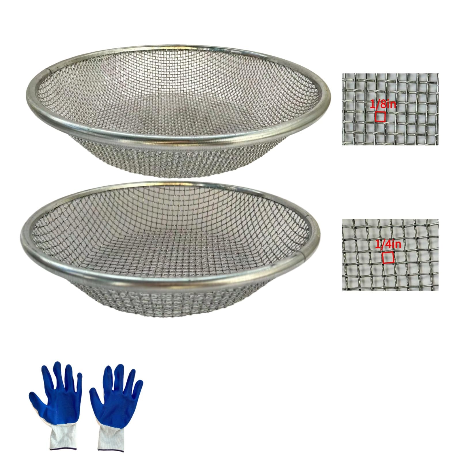 2PCS Soil Sifter for Gardening,Compost Sifter for 5 Gallon,Sieve for Compost,Sand,Gravel,Rock Sifter,Captures Dirt Sawdust,Soil Screening for Landscaping,Construction(1/4'',1/8''Mesh Screen)