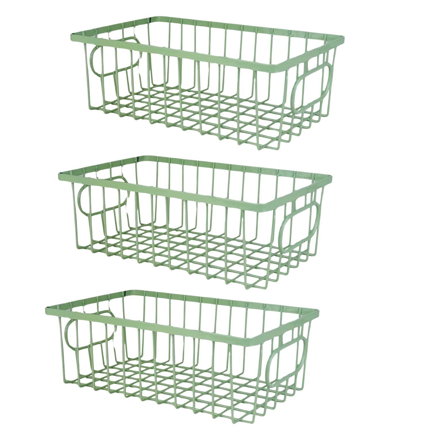 Go Hooked Multipurpose 10" Metal Bathroom Storage Organizer Basket Bin - Modern Wire Grid Design - for Organization in Cabinets, on Countertops, Bedroom, Bathroom, Garage (Pack of 3, Green) (B0CYX5Y6TV) Amazon Price History, Amazon Price Tracker