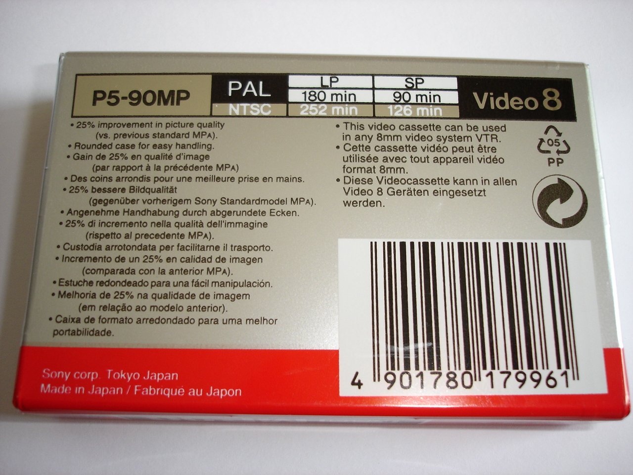 Sony P 5 - 90 MP Video cassette - Confezione da 1