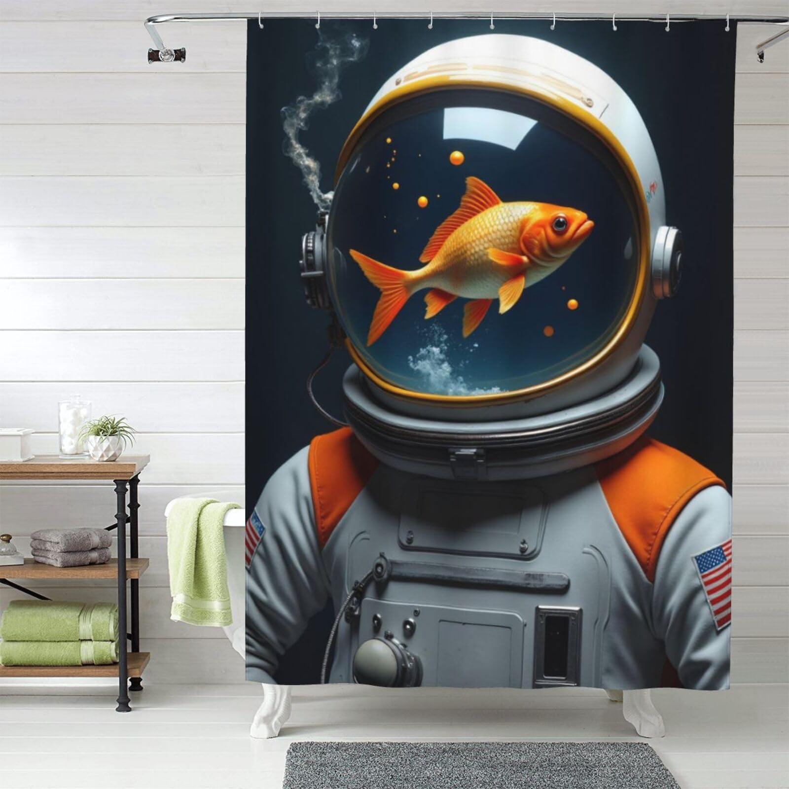 Rideau de douche lavable en machine tissu épais astronaute abstrait 152x183cm