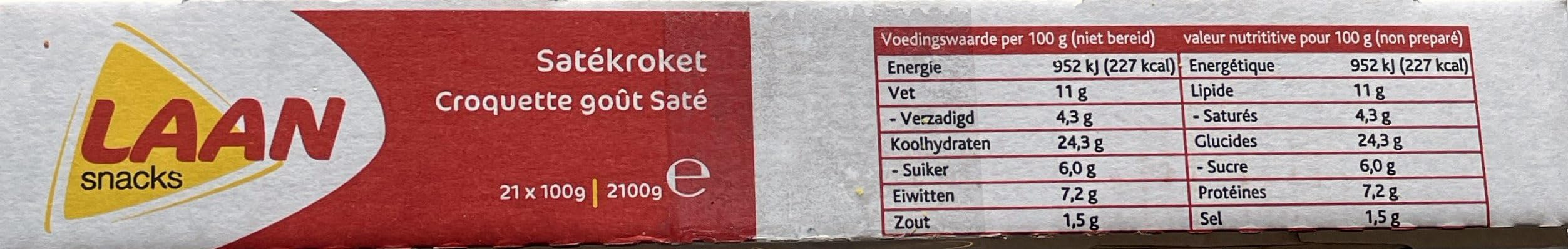 Laan Sate-Kroketten Satekroket 21Stk. á 100g I Kroketten aus den Niederlanden I Fleischgericht aus Holland I Tiefkühl