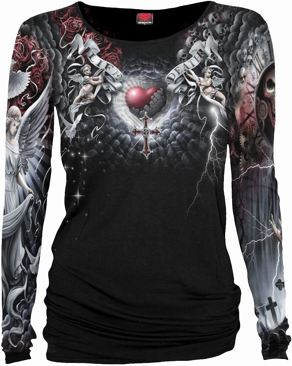 Spiral - Life and Death Cross - Allover Baggy Top Black - L
