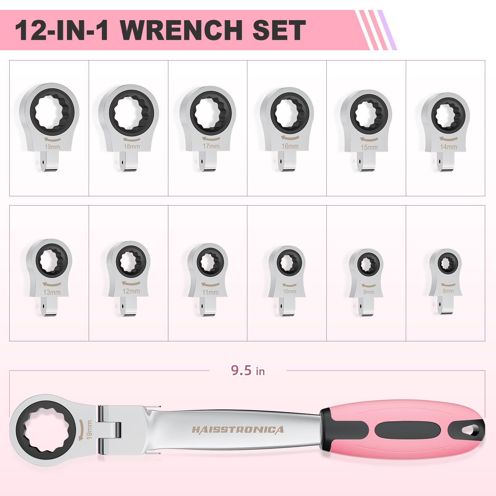 Amazon | haisstronica 女性用ピンクレンチセット、12イン1交換可能な 