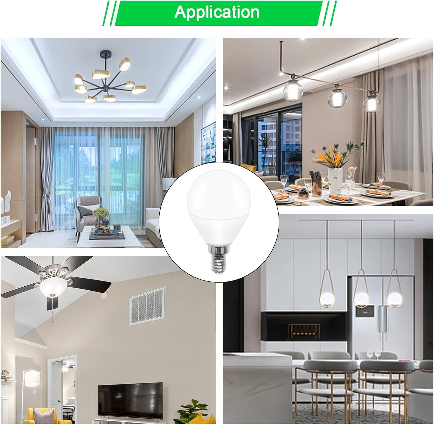 LED Light 60W Equivalent Edison Bulb A15 6W Daylight 5000K 700 Lumens Bulbs E12 Candelabra Screw Base Lamps for Ceiling Fan,Bedroom Replacement Lighting AC 120V Non-Dimmable (2 Pack)