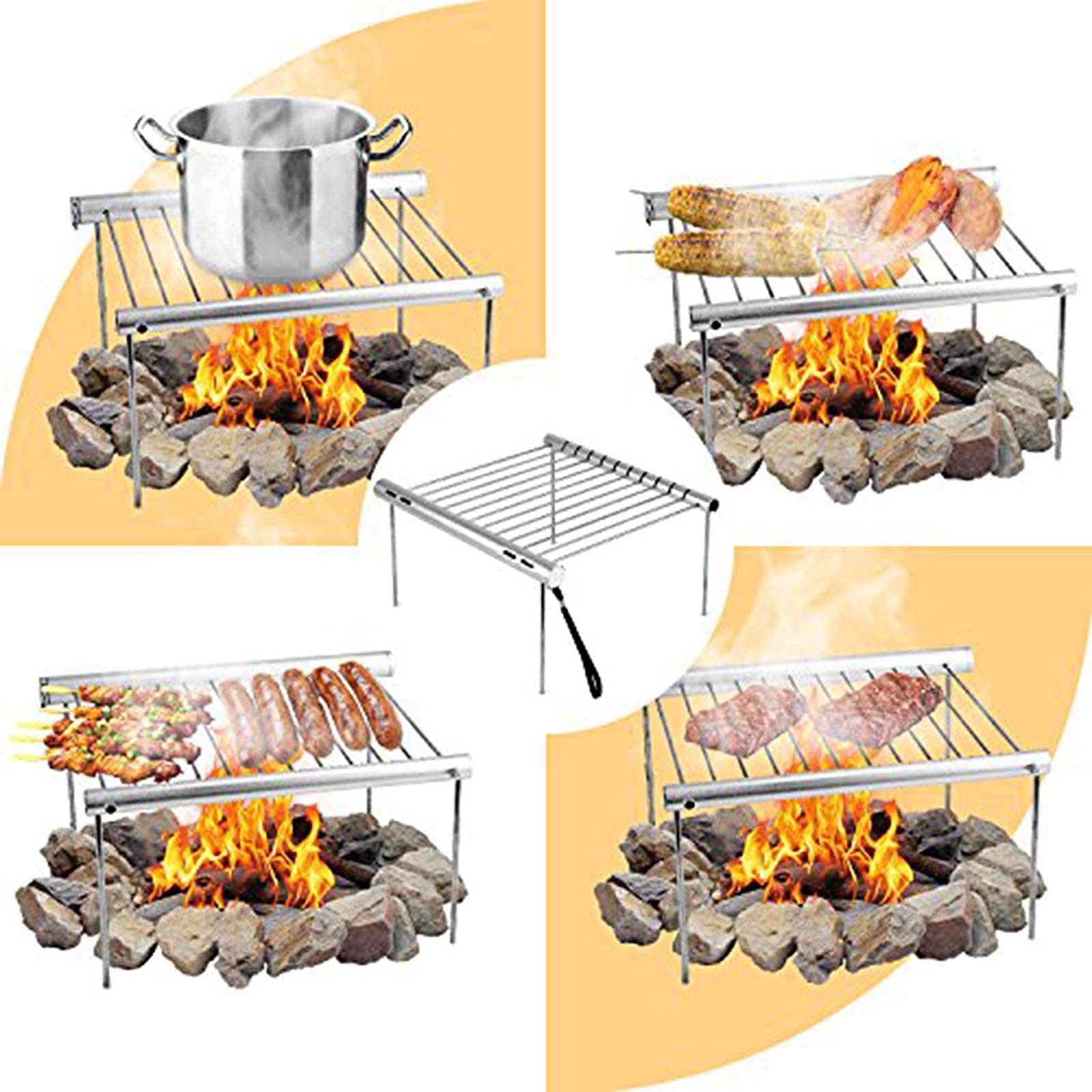 Ognisko na zewnątrz grill, składany przenośny grill kempingowy Mini ognisko ze stali nierdzewnej węgiel drzewny grill gazowy stojak na grilla na zewnątrz wielofunkcyjny grill