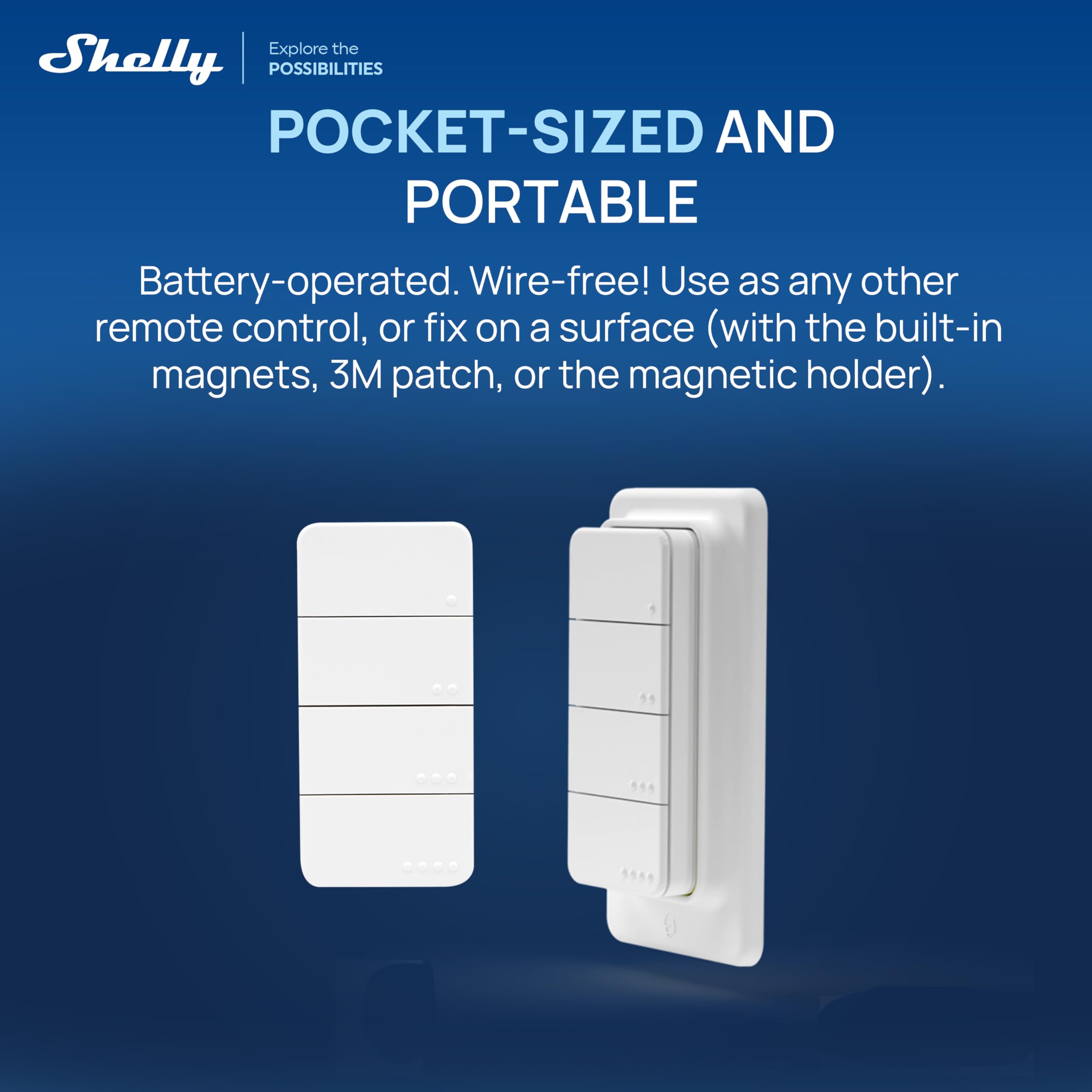 Shelly BLU RC Button 4 – Botón de control Bluetooth y Zigbee para domótica, Control de dispositivos y escenas inteligentes, Multiclíc, Batería de hasta 2 años, Compatible con Home Assistant