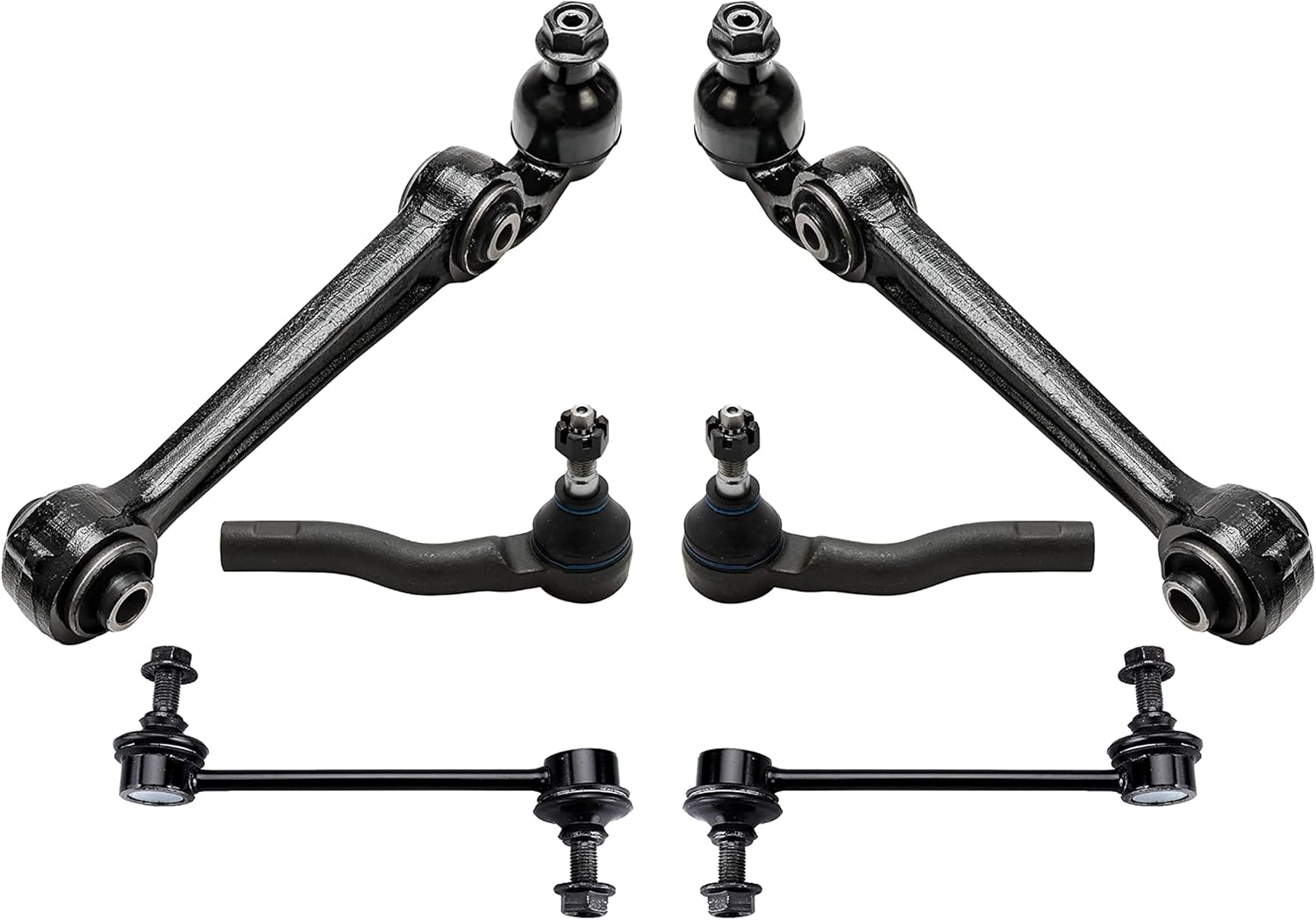 PartsW - 6 Pc Front Suspension Kit Lower Control Arms & Ball Joints, Outer Tie Rod Ends, Sway Bar End Links Fits Ford Fusion 2.5L L4 / 3.0L V6/Lincoln MKZ 2.5L L4/Mercury Milan