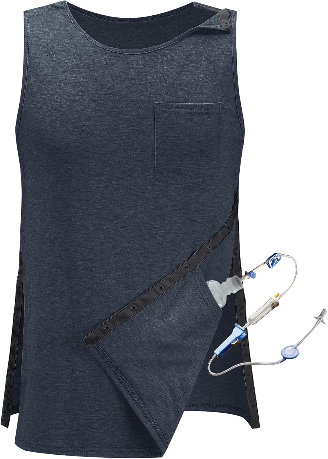 iWoo Post Surgery Tank Tops for Women/Men Mastectomy Shoulder Tearaway Snap Shirts Button Up Rotator Cuff Chemo Recovery