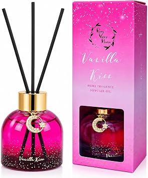 Reed Diffuser Set, Pretty Valley Home Diffuser 80Ml / 2.7 fl OZ Gift Box - Includes Reed Diffuser Sticks, Long Lasting Fragrance Oil and Glass Bottle for Office Living Room Decor Vanilla kiss