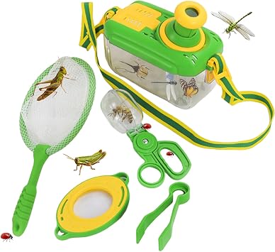 Bug-Catcher Set for Kids | Bug-Catching Kit with Collector Box Tweezer Butterflies Net Scissor Clip | Kids Outdoor Exploration Kit for Boys 3-8 Years Old 1 Set