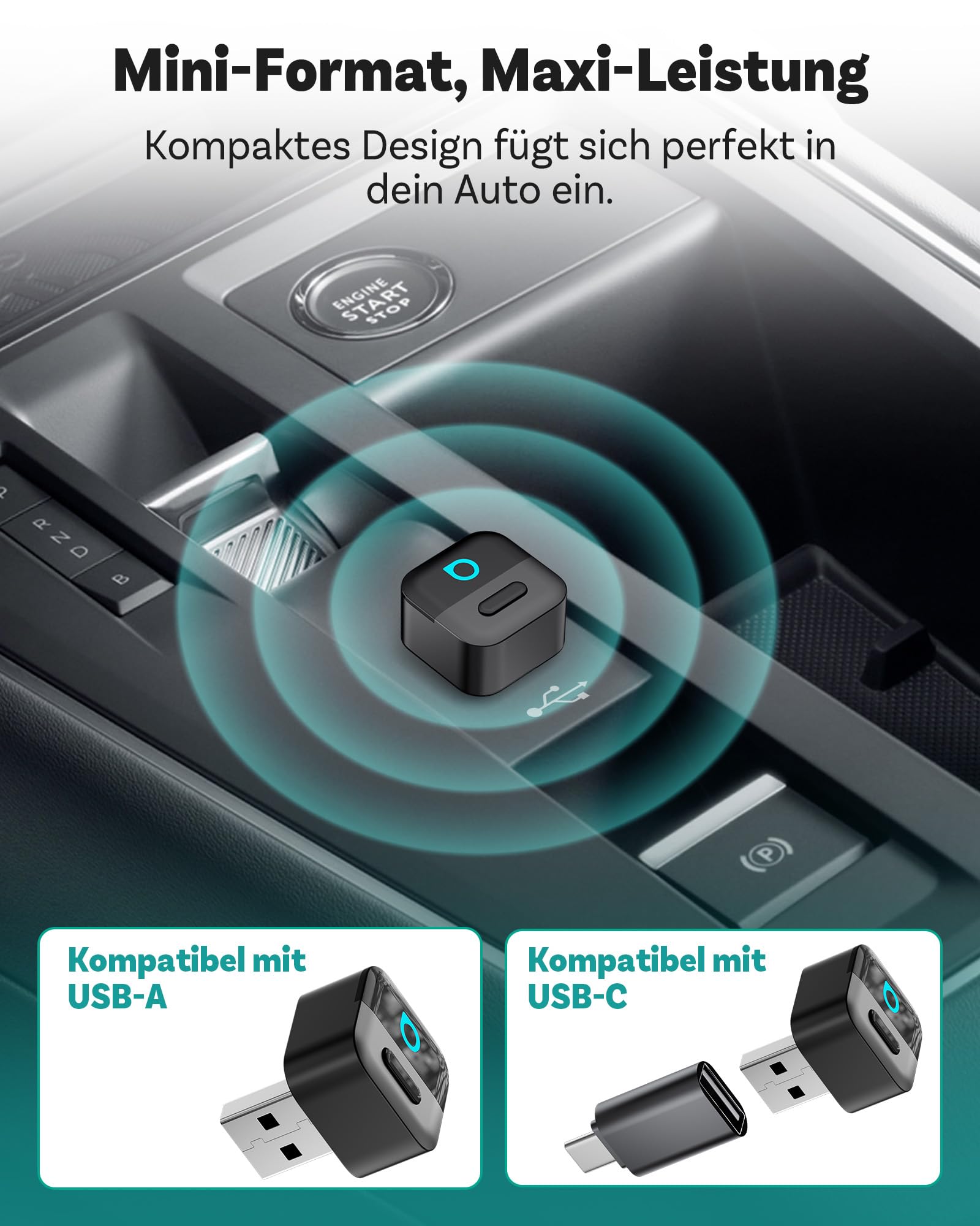 Ottocast Mini Pico, 2026 Neuheit 2-in-1 Wireless CarPlay & Android Auto Adapter mit One-Touch Gerätewechsel, Plug & Play, WiFi 6 & Bluetooth 5.4, Verbindet Sich Automatisch für iPhone & Android